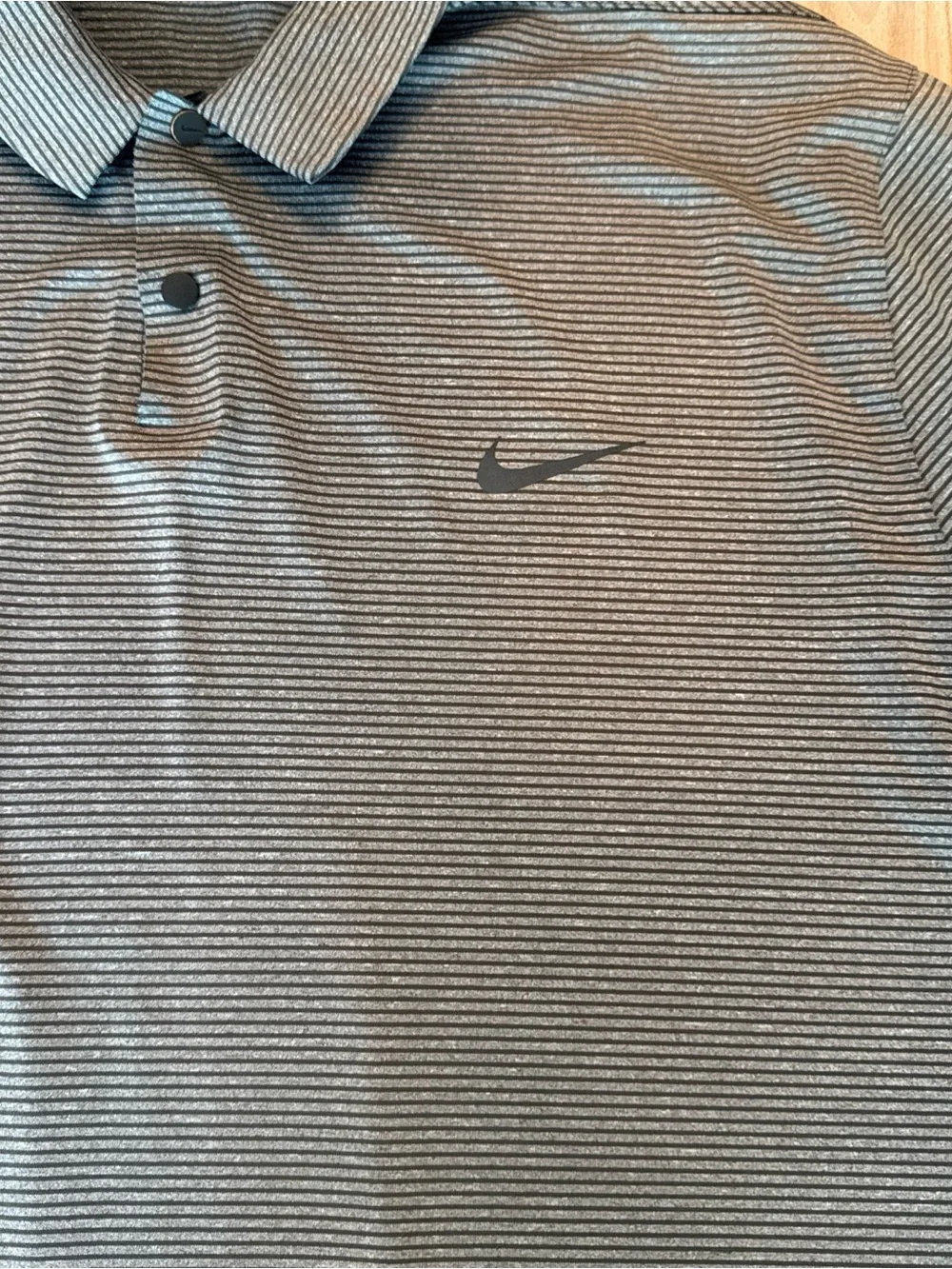 Nike Tiger Woods Men's Gray and Black Striped Polo - golf polo - DRI-FIT
